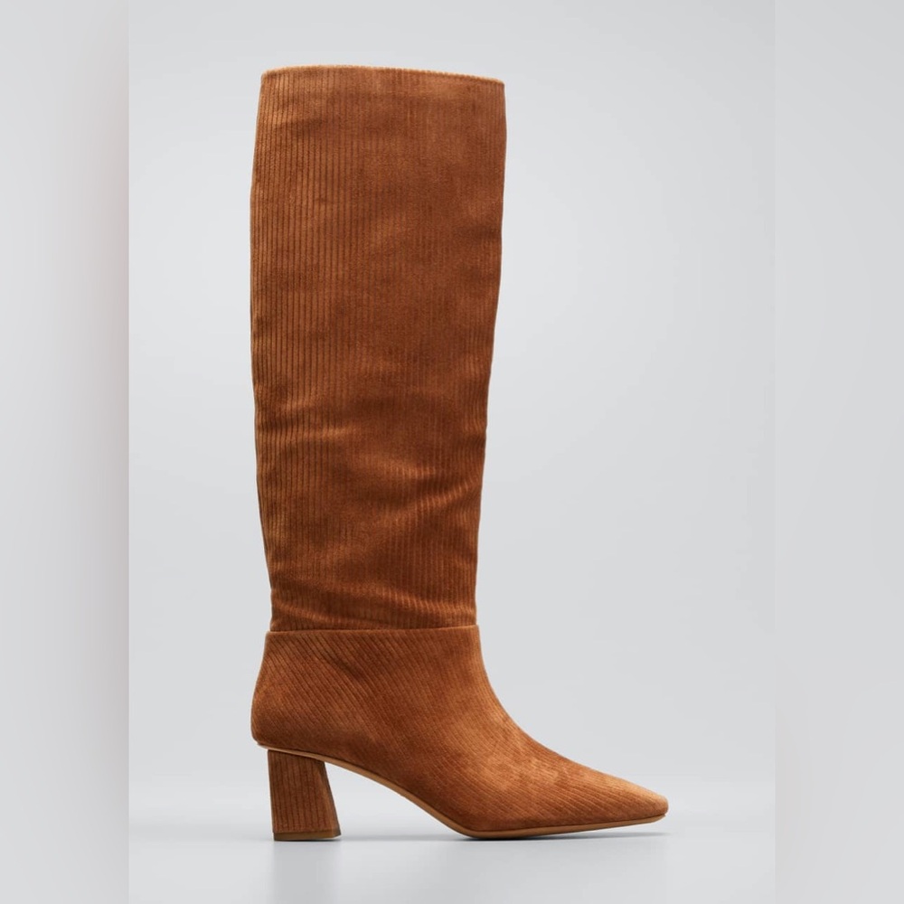 3.1 Phillip Lim Tess Ribbed Suede Tall Boots in Brown Saddle